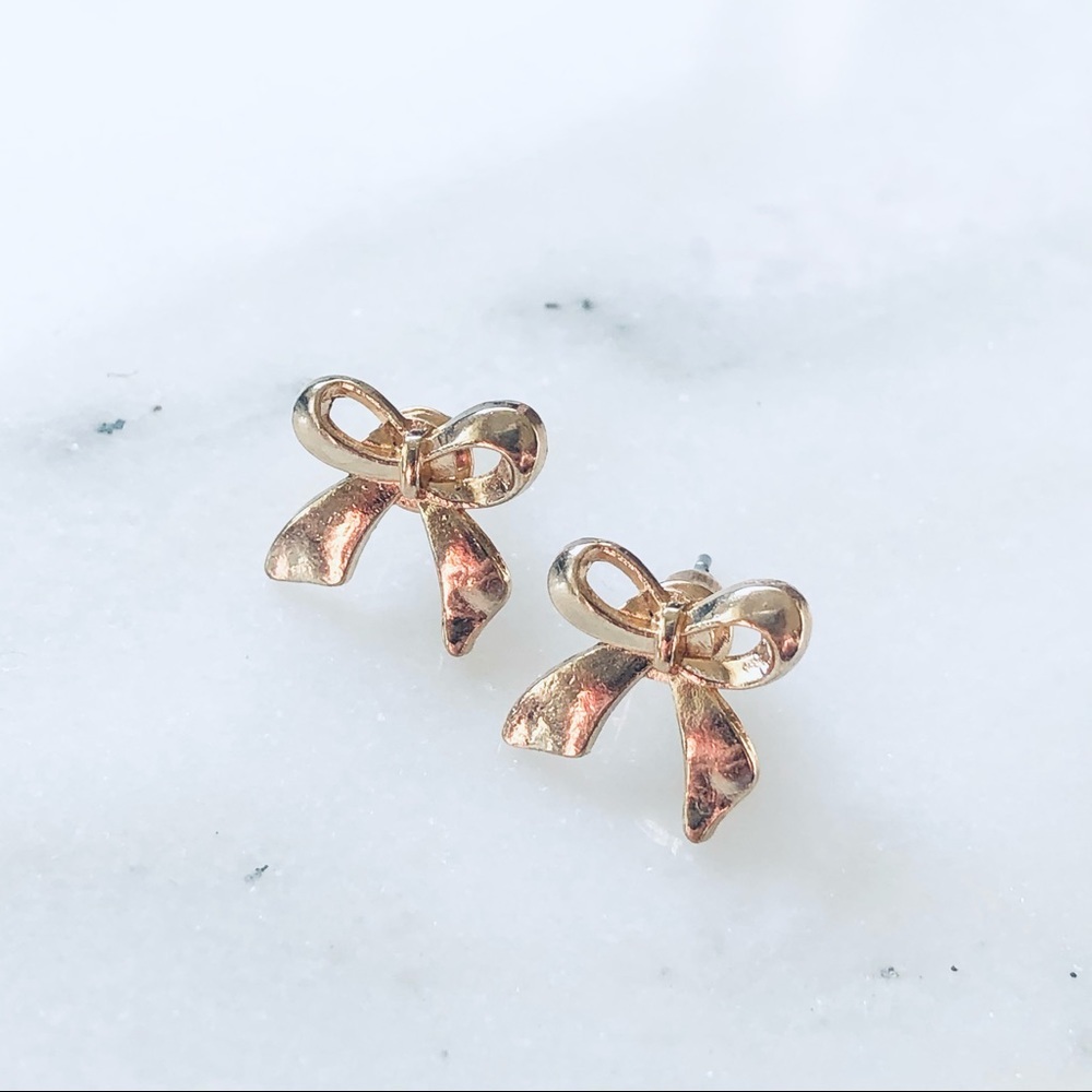 Gold Bow Stud Earrings
